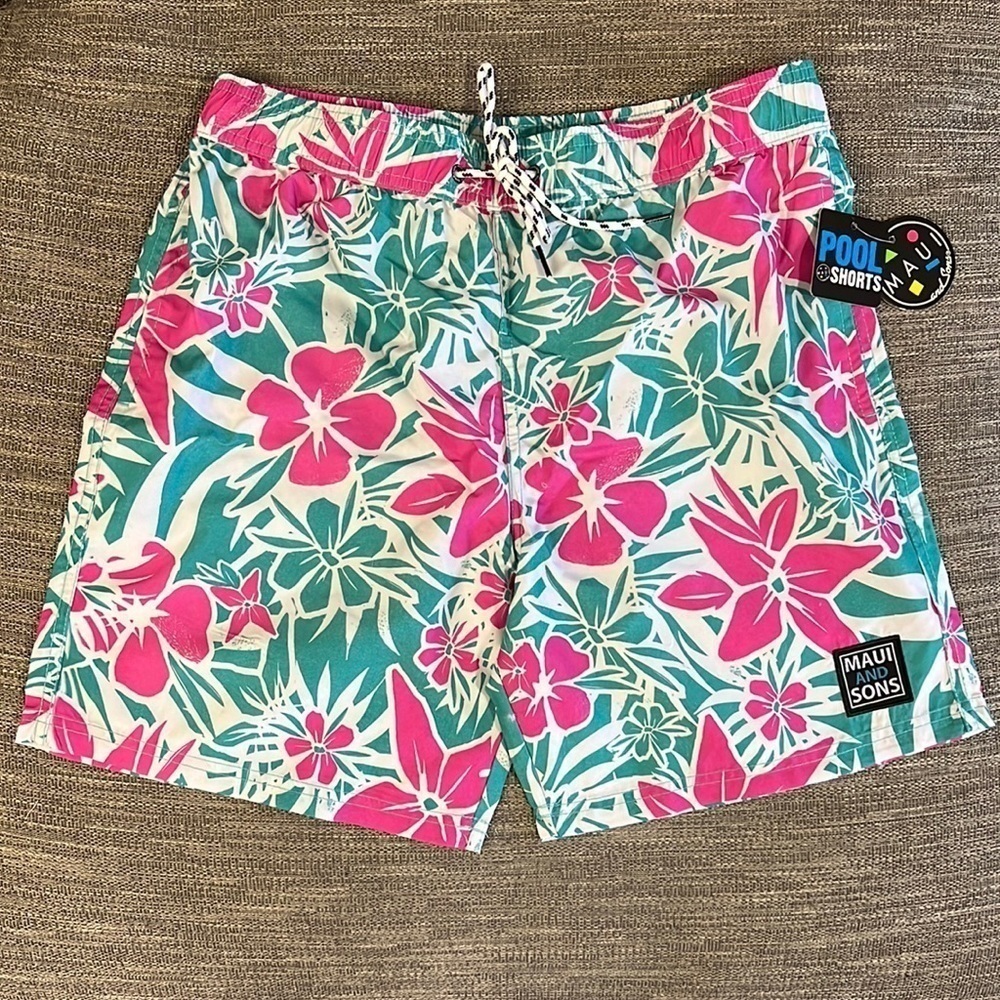 Maui and Sons Surfside Floral Swim Trunks